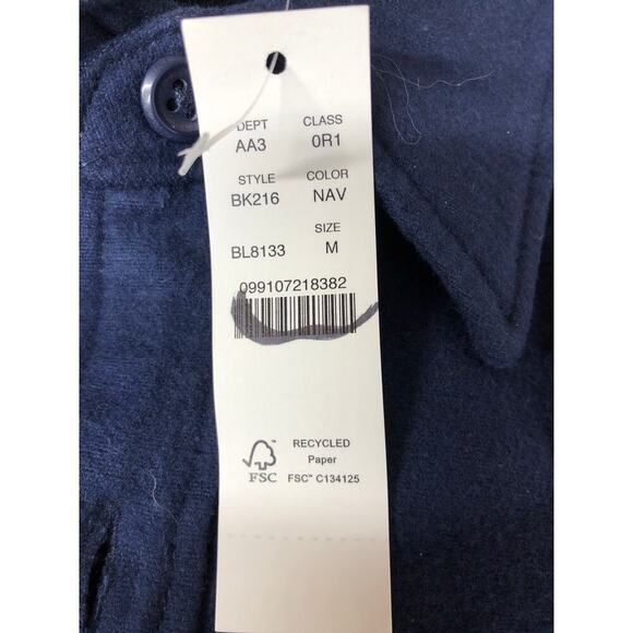 J. Crew Heavyweight Chamois Workshirt Utility 100% Cotton Navy Blue NWT Medium - Picture 7 of 10